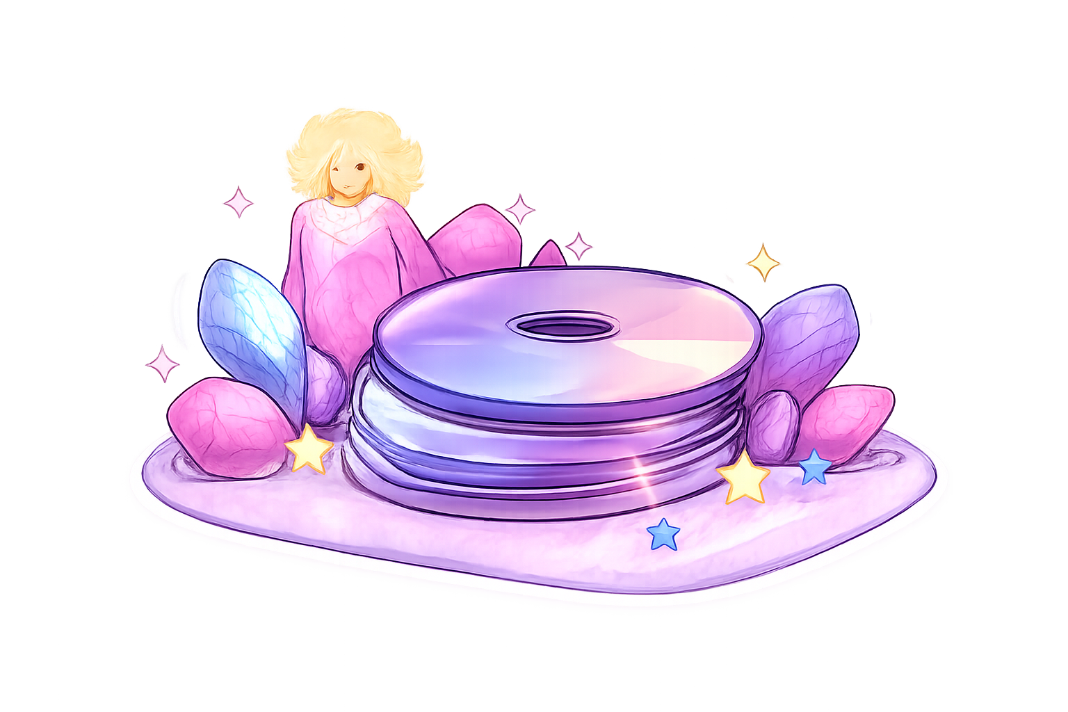 Montañita de CDs mágicos con glitter